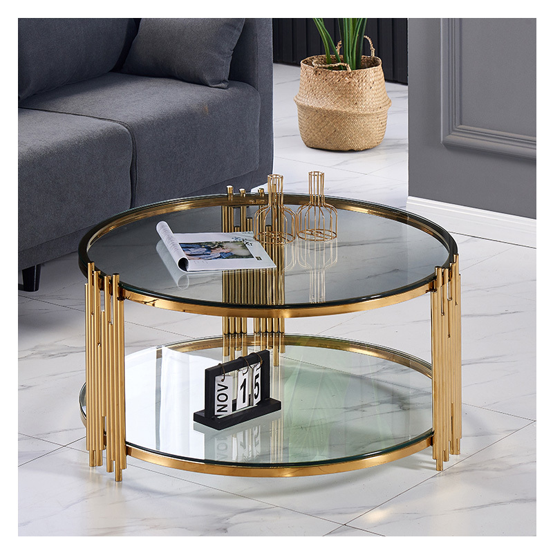 Luxury living room furniture mirrored coffee table stainless steel smart black glass coffee table with stainless steel frame