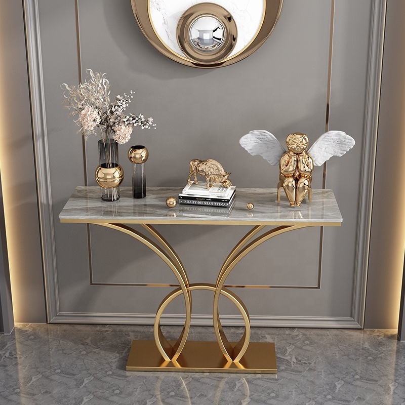 Good price living room furniture stainless steel frame marble top or glass top console table