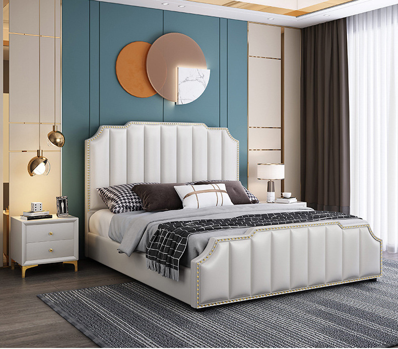 Luxury Leather Smart Bed Multifunctional Bed Tatami King Queen Platform Upholstered Fabric Soft Bed