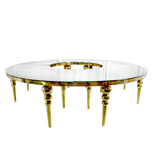 Event Furniture stainless steel frame Glass top Wedding S shape dining table