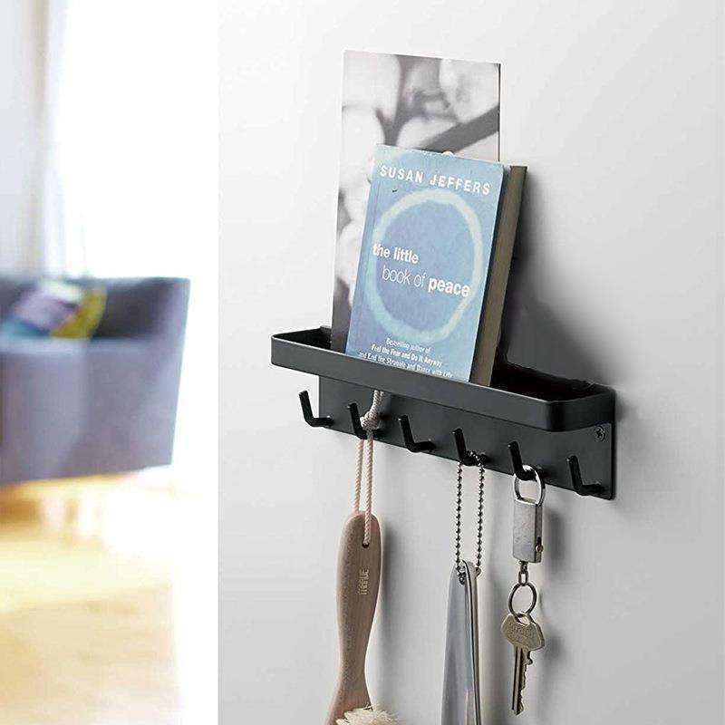 Wholesale Waterproof Metal 6 Hooks Key Holder Wall Mount Self Adhesive Key Storage Rack