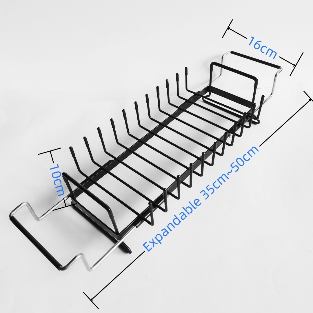 Compact Expandable Dish Drainer Kitchen Stand with Silicone Tray Plate Drying Rack With Cutlery Holder