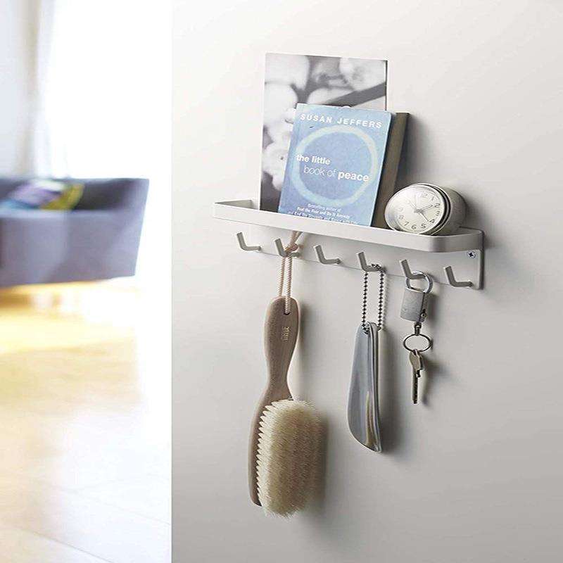 Home Decorative Black Metal Key Organizer Wall Mount Mail Organizer With 6 Hooks Key Holder