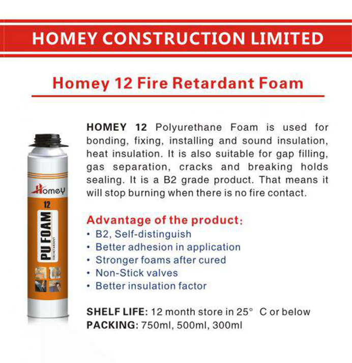 Summer Type Polyurethane Foam Spray B2 Fire Retardant PU Foam for Insulation