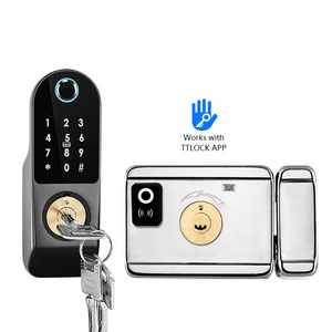 TTlock Tuya WiFi App Keyless Smart Door Lock double side Biometric fingerprint home security door locks