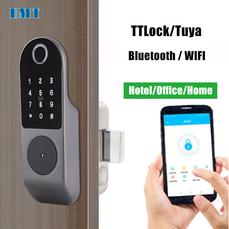 TTlock Tuya WiFi App Keyless Smart Door Lock double side Biometric fingerprint home security door locks