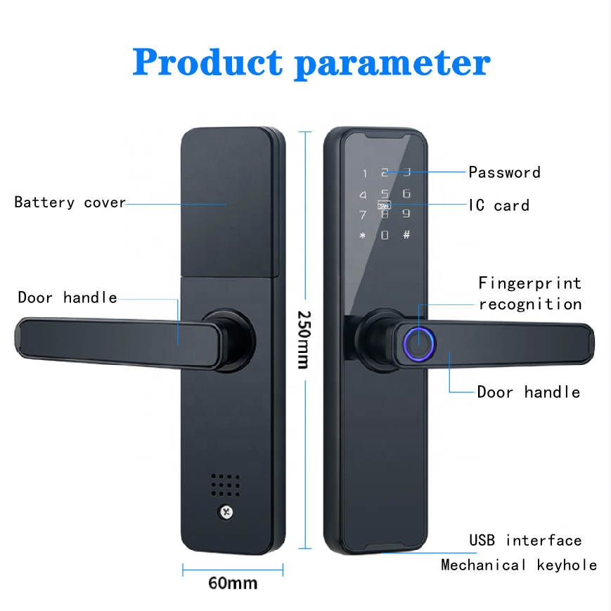 Fingerprint Locks electronic Handle Home Locker Finger Touch Screen Apartment TTlock Smart front office Door Lock with Tuya