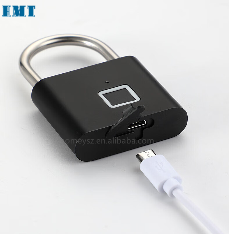 Weatherproof  One Touch Open Biometric Cabinet Padlock Portable USB Rechargeable Thumbprint Pad lock/Smart Fingerprint Padlock