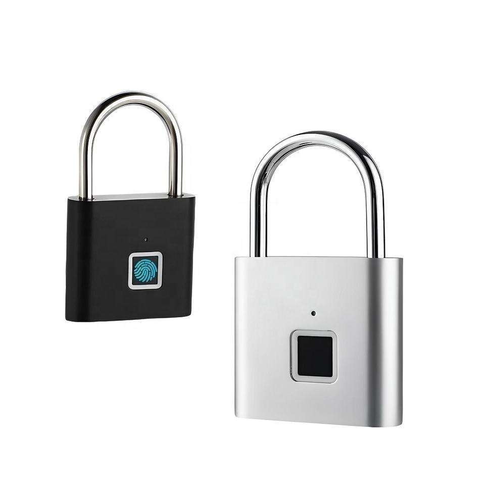 Weatherproof  One Touch Open Biometric Cabinet Padlock Portable USB Rechargeable Thumbprint Pad lock/Smart Fingerprint Padlock