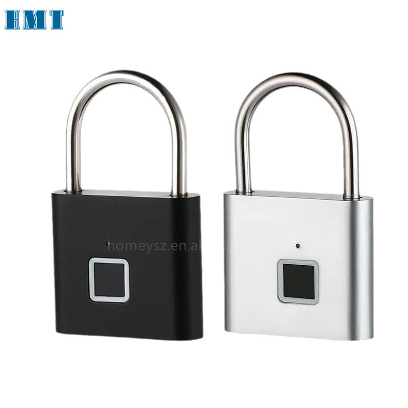 Weatherproof  One Touch Open Biometric Cabinet Padlock Portable USB Rechargeable Thumbprint Pad lock/Smart Fingerprint Padlock