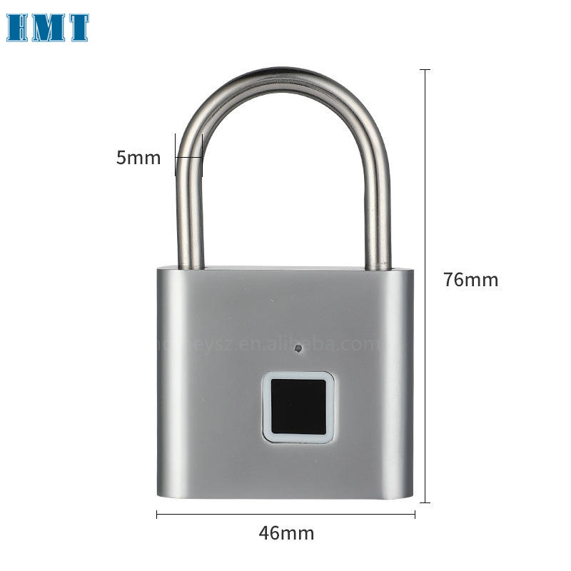 Weatherproof  One Touch Open Biometric Cabinet Padlock Portable USB Rechargeable Thumbprint Pad lock/Smart Fingerprint Padlock