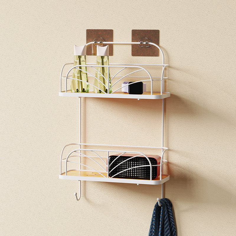 Modern Metal Bathroom Wire Hanging Rack Shower Caddy Bamboo Shower Caddy