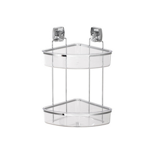 2 Tier Corner Shower Caddy with Suction Cup Wall Mounted No Drilling Bathroom Storage With EASY LOC Suction