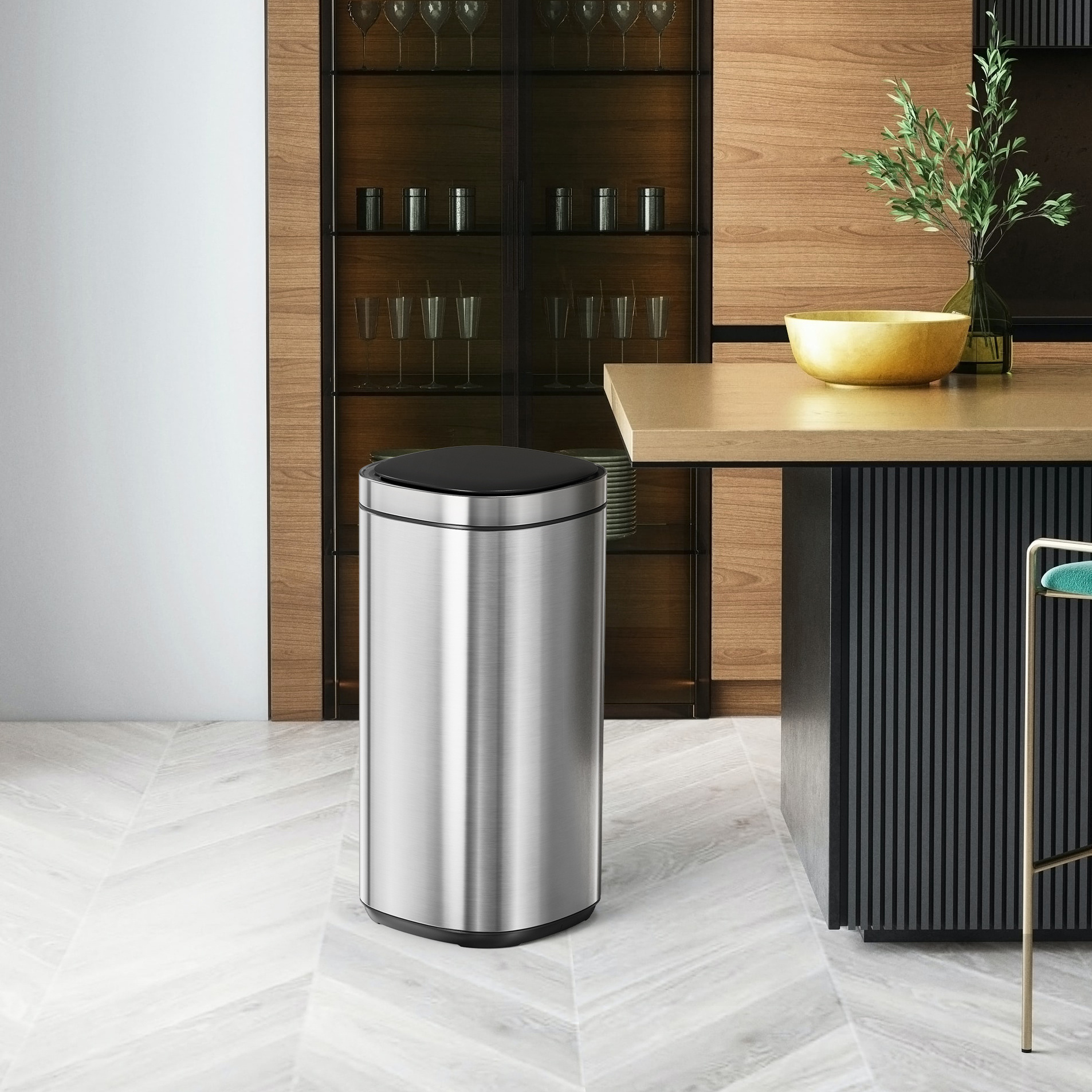 12L 20L 30L 40L 50L Stainless Steel Automatic Smart Sensor Trash Bin for Household