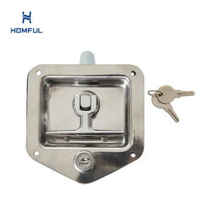 HOMFUL RV Door Lock RV Hatch Lock Zinc Alloy Bright Chrome Plated Handle Stainless Steel Key Entry Door Lock Handle Latch