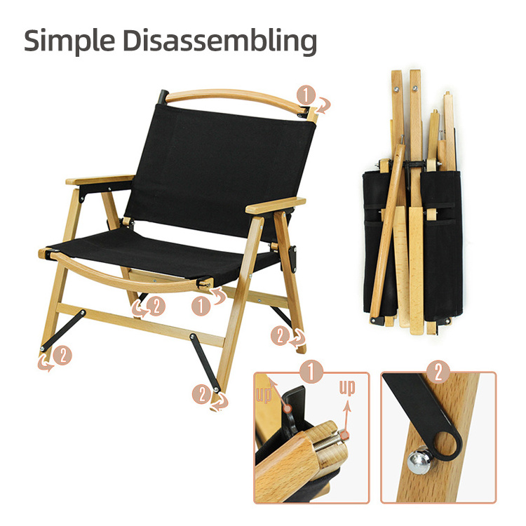 Homful Outdoor Furniture Portable Folding Camping Wood Bamboo Kermit Chair With Armrest