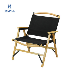 Homful Outdoor Furniture Portable Folding Camping Wood Bamboo Kermit Chair With Armrest