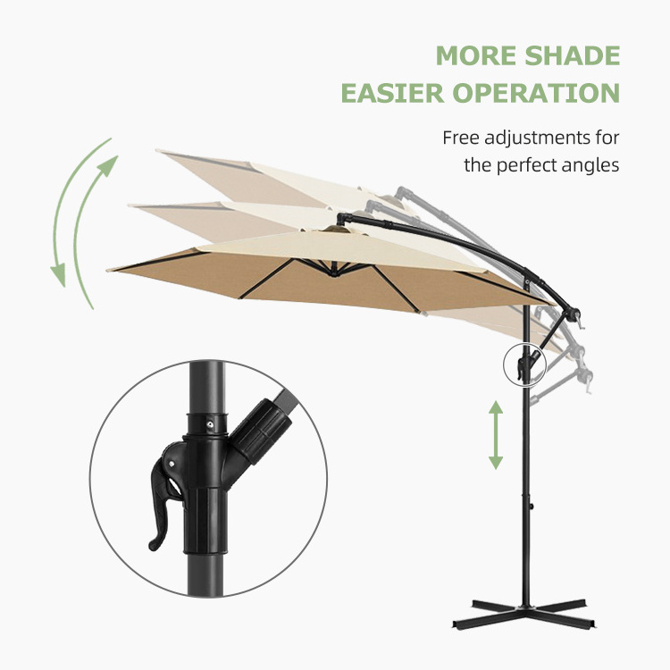 HOMFUL Extra Large Cantilever Garden Umbrella Outdoor Parasols Adjusted Heights Patio Umbrellas for Garden