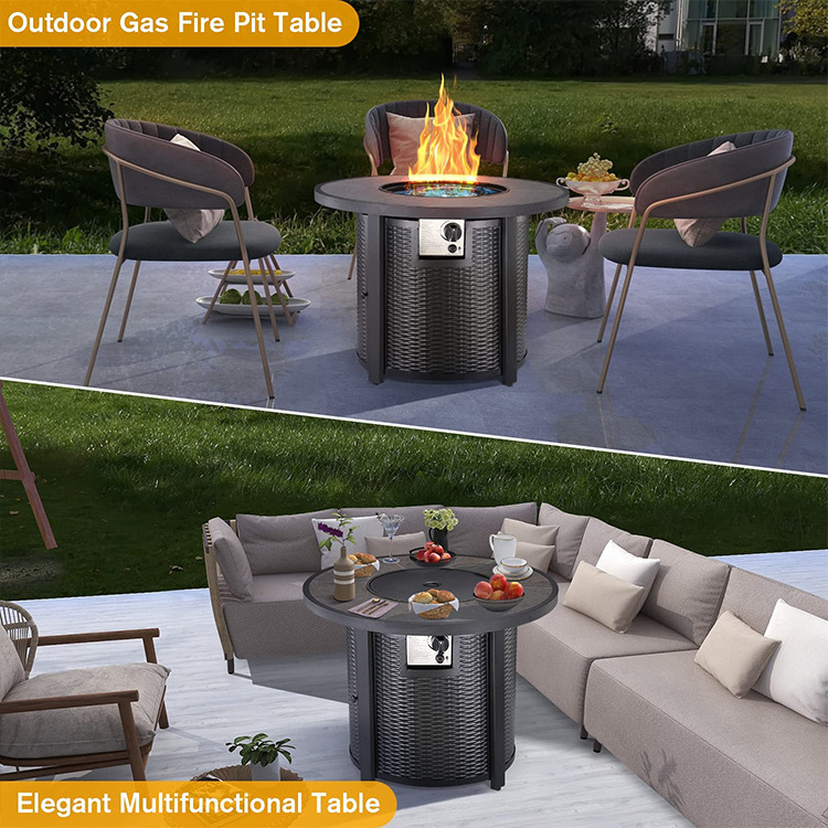 Outdoor Round Fire Pit Gas Fire Pit Tabletop Propane Smokeless Fire Pit Table