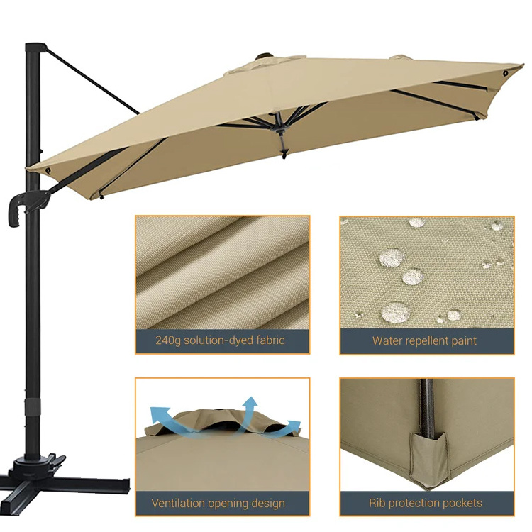 HOMFUL Luxury Big Dize Outdoor Umbrella Patio Parasol Cantilever Umbrella Garden Patio Umbrella for Garden