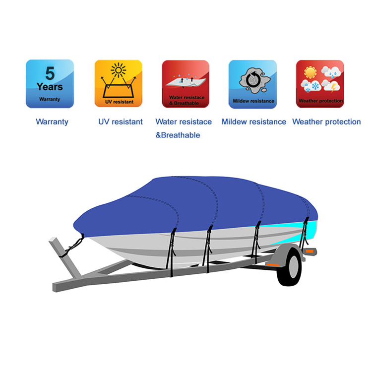 HOMFUL Tri Hull Runabouts Waterproof Boat Cover Ski Bass Boat Cover Boat Trailer Hitch Cover