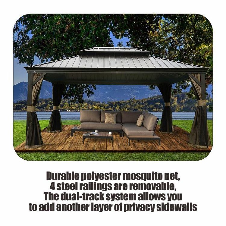 High Quality Outdoor Luxury Garden Gazebo Aluminium Gazebos With Mosquito Nets And Privacy Side Walls