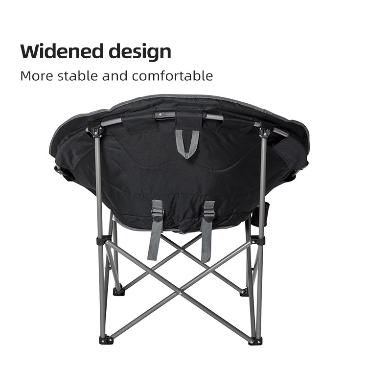 HOMFUL Oversized Padded Camping Chair Outdoor Portable Moon Round Folding Club Chair