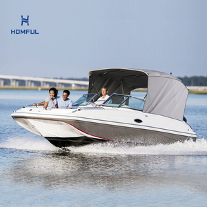 HOMFUL 3/4 Bow Aluminum Bimini Top Add Side Curtains Boat Canopy Boat Bimini Top for Boats