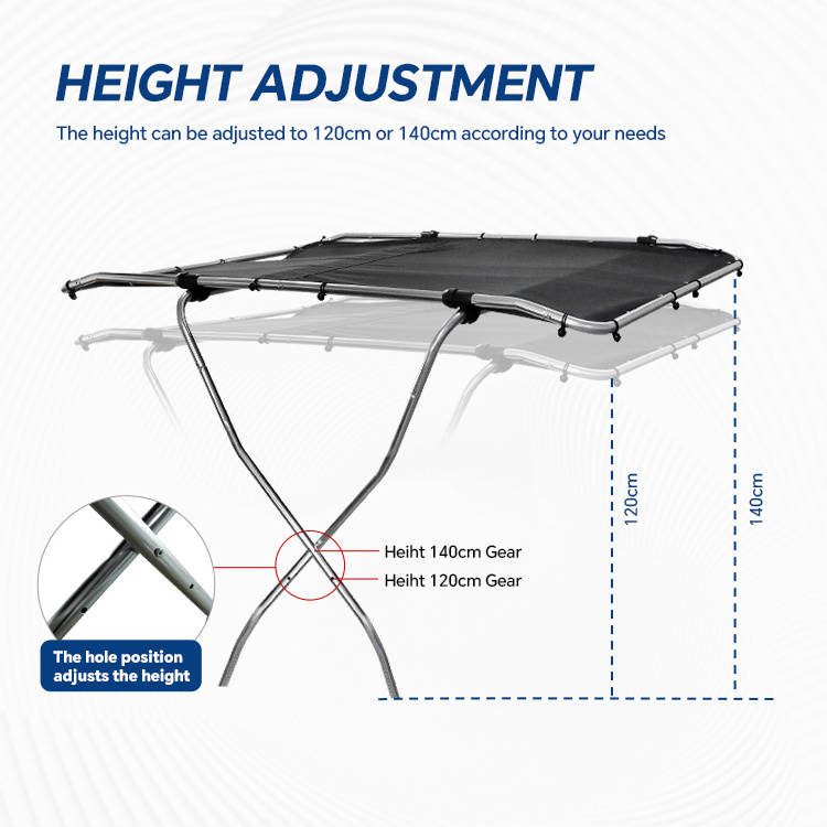 HOMFUL Aluminum Height Adjustment Bimini Top Boat Canopy Boat Bimini Top for Boats