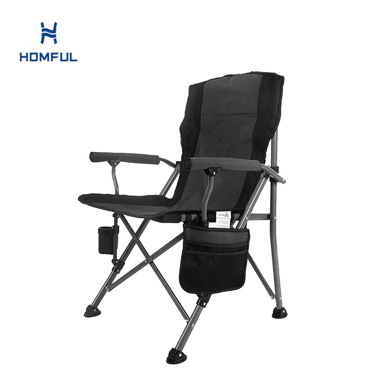 HOMFUL Outdoor Folding Camping Arm Chair Highback Padded Camping Chair With Cup Holder And Side Pocket