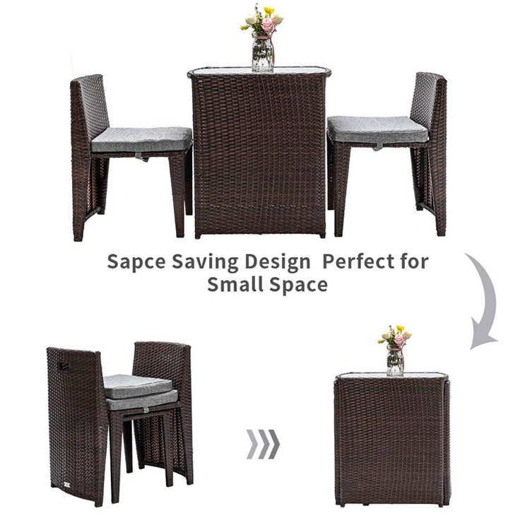 Hot Selling Bistro Sets Garden Furniture Sofa Set 3 Pieces Wicker Rattan Patio Bistro Sets