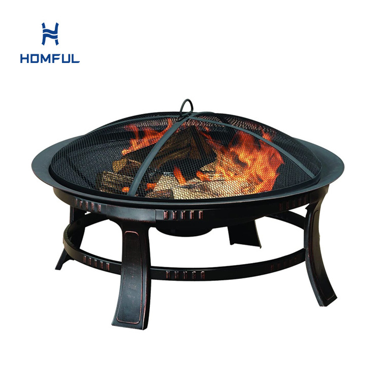 Garden Fire Pit Outdoor Metal Square Firepit Patio Stove Wood Burning Patio Round Fire Pit