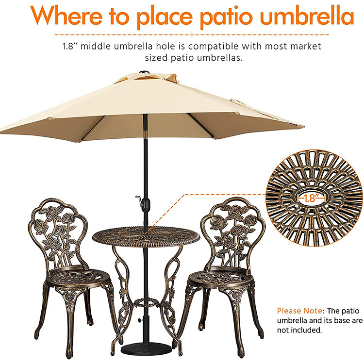 Aluminum Metal Bistro Sets Patio Chair Set Furniture Cast Antique Outdoor Garden Patio Table and Chair Set