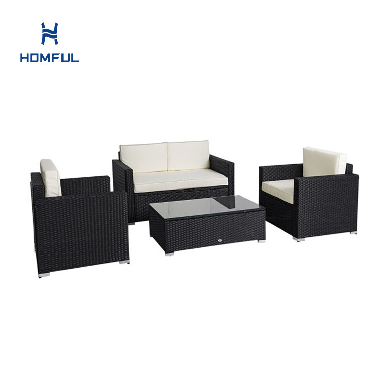 3 Pieces Patio Furniture Set Rattan Wicker Sofa Lounger Balcony Furniture Outdoor Garden Furniture