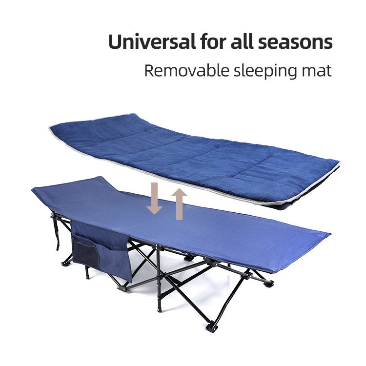 HOMFUL Iron Frame Camping Folding Bed Sleeping Bed Camping Cot Camping Beds With Comfortable Thick Pad