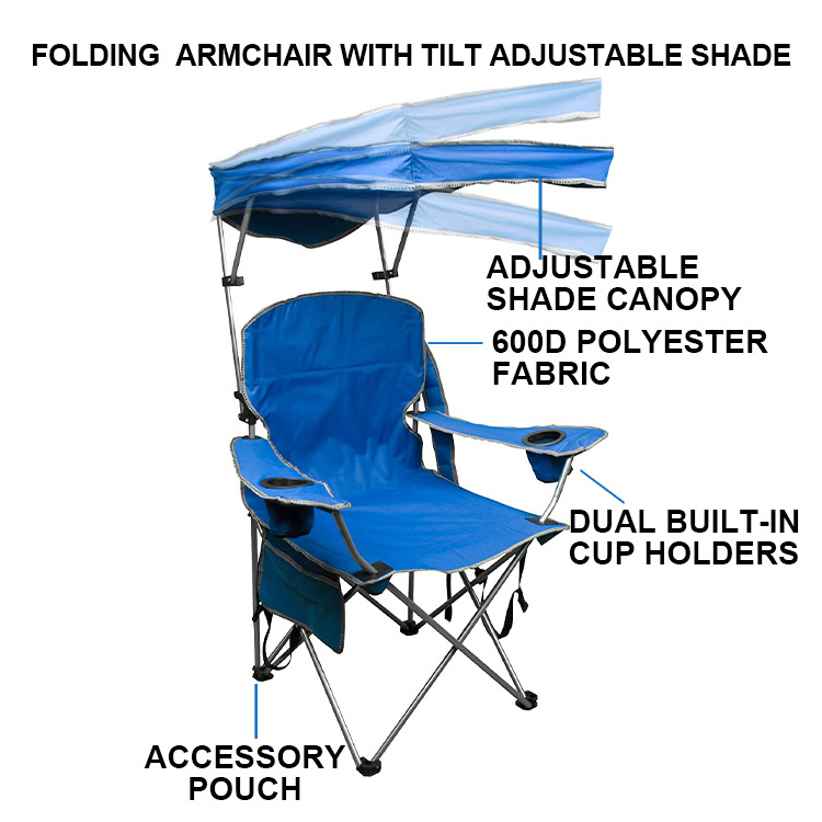 HOMFUL Portable Adjustable Hiking Lawn Umbrella Fishing Folding Camping Beach Chair With Canopy