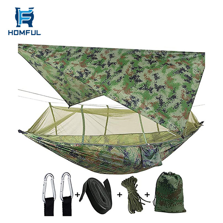 HOMFUL Outdoor Mosquito Net Hammock Camping 2 Person Hammock  with Tree Straps