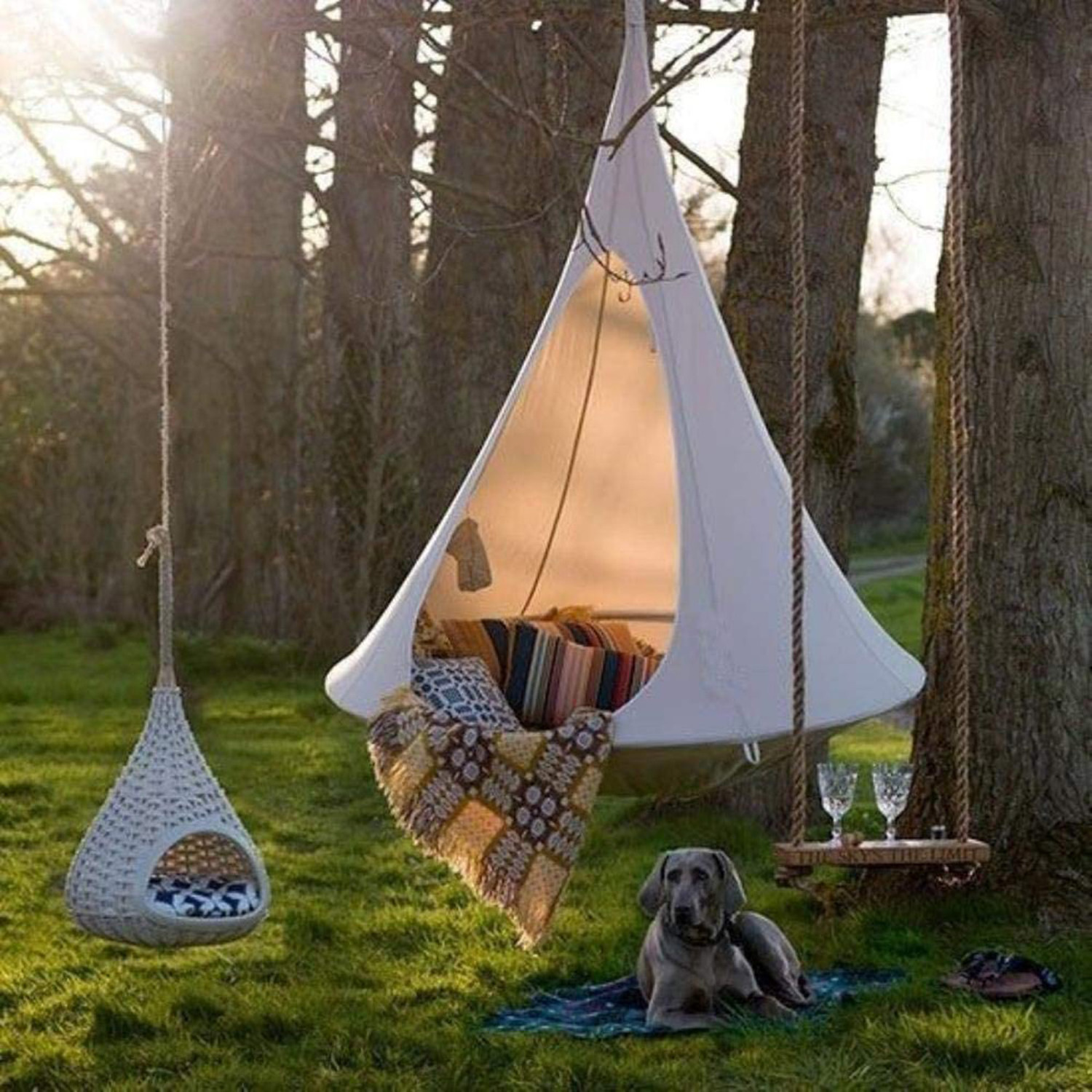 HOMFUL Teepee Tree Pod Kids Baby Swing Hammock Outdoor Portable Garden Hammock