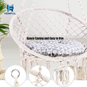 HOMFUL Outdoor Macrame Hammock Hanging Chair Cotton Rope Adult Swing Chair Hammock Chair