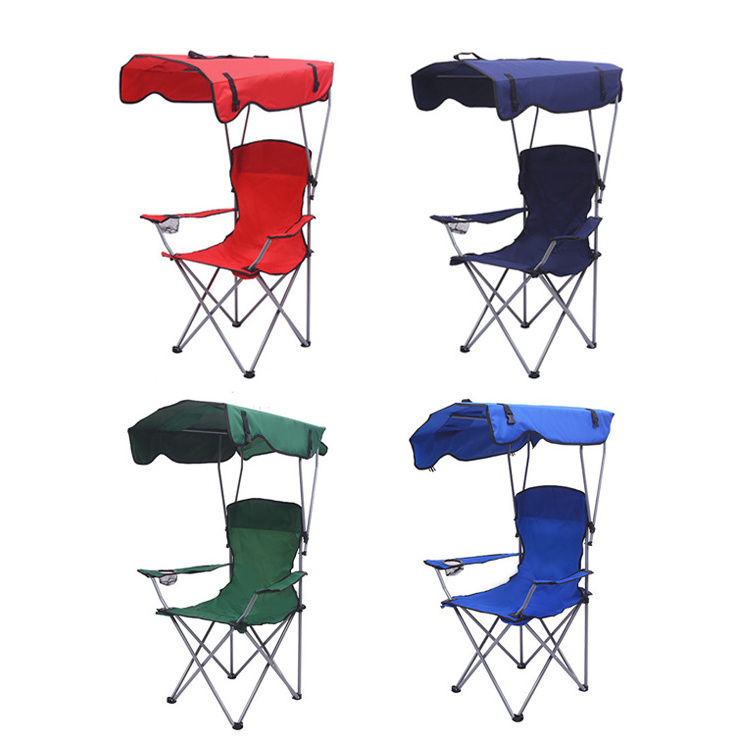 HOMFUL Hot Selling Outdoor Picnic Camping Metal Cheap Camping Fishing Chair Folding Beach Chair With Sunshade