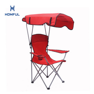 HOMFUL Hot Selling Outdoor Picnic Camping Metal Cheap Camping Fishing Chair Folding Beach Chair With Sunshade