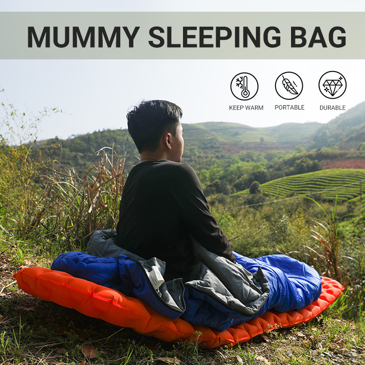 HOMFUL Outdoor Ultralight portable mummy sleeping bag camping with drawstring mummy hood