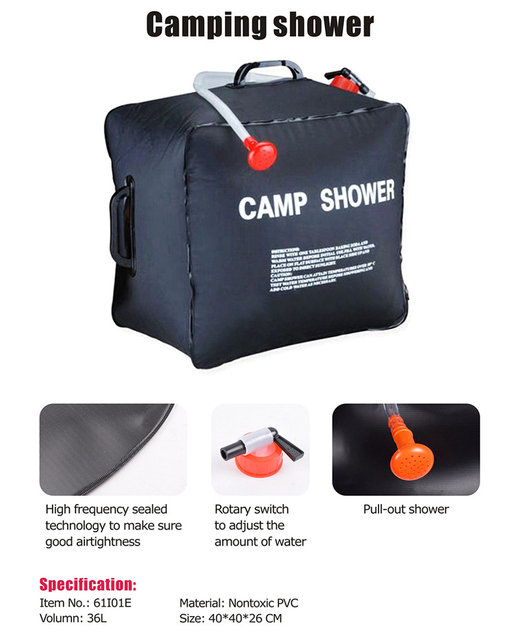 HOMFUL 36L portable solar camping shower bag with pull-out shower