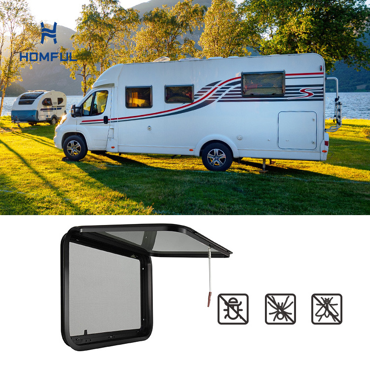 HOMFUL RV Windows Double Glazed Motorhome Caravan Camper Window Sliding RV Window with Screen for Caravan