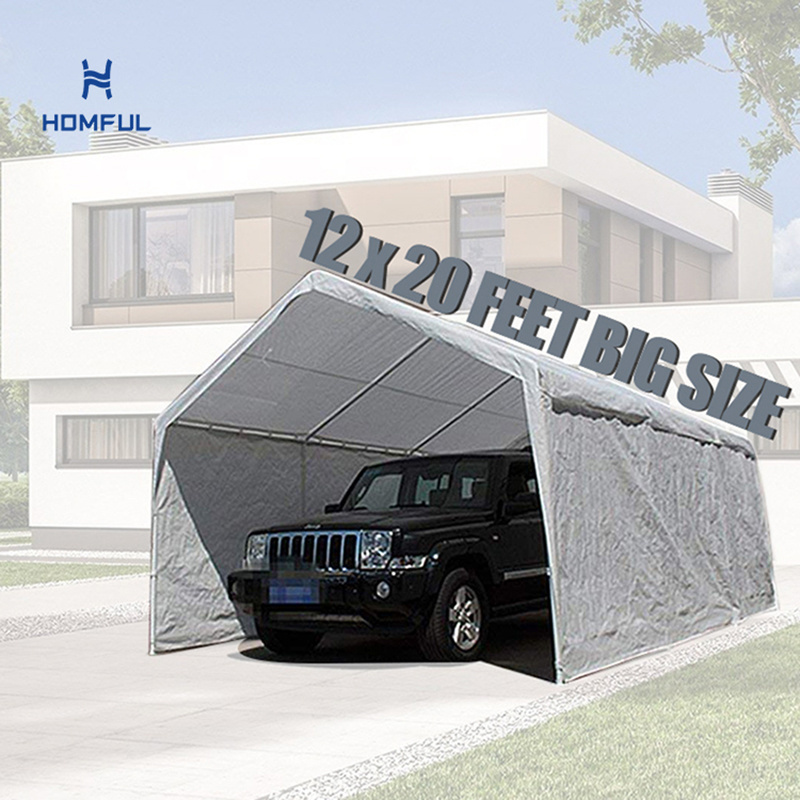 HOMFUL PE Car Shed Fabric Shelter Storage Proof Cover Park Garage Car Canopy Garage Tent Carport Plastic Mobile Car Garage