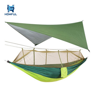 HOMFUL Upgrade Ultralight Hammock Portable Nylon Mosquito Net Camping Hammock with Rain Fly Tent Tarp