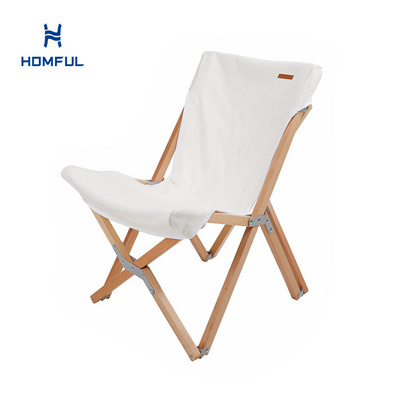 HOMFUL White Beech Chair Foldable Outdoor Camping Folding Wood Camping Chair