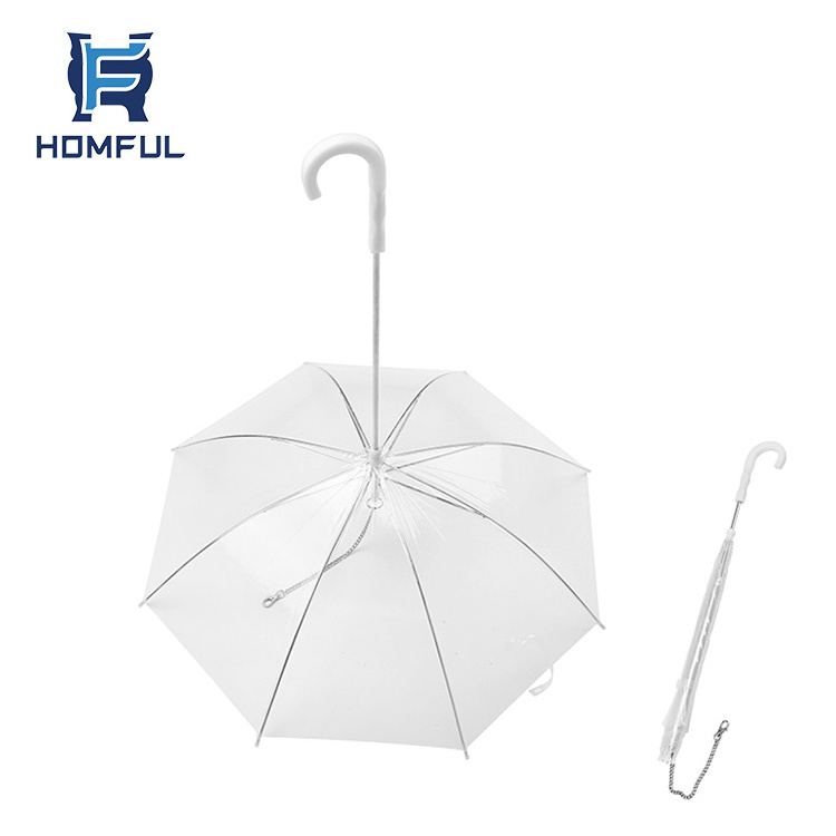 HOMFUL Foldable Waterproof Transparent Plastic Pet Umbrella For Dog Outing