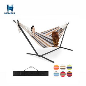 HOMFUL Courtyard Stainless Steel Cotton Swing Hammock Outdoor Standing Hammock