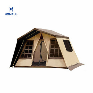 HOMFUL Exquisite Waterproof Emotional camping Cabin Tent Outdoor Canvas Tent Glamping Tent